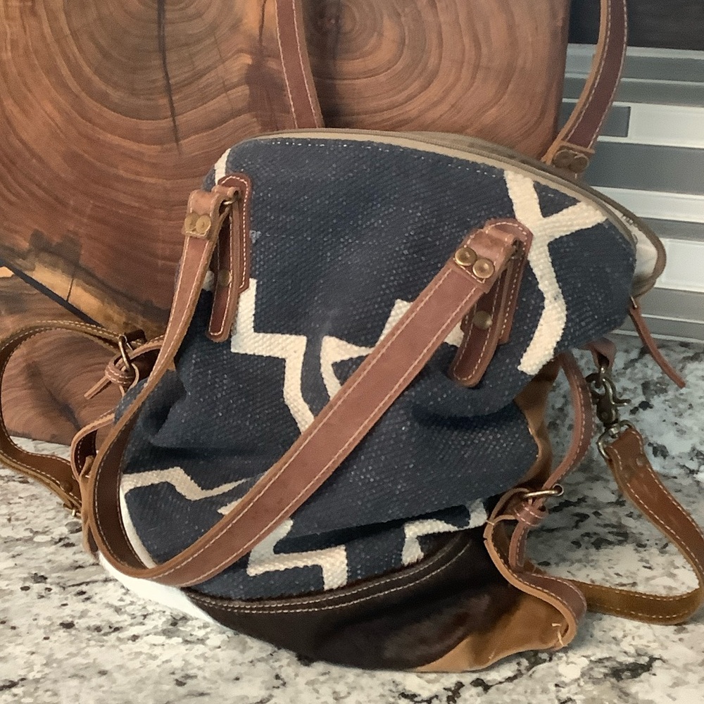 Chic Brown and Graish/Blue Women's Hobo bag